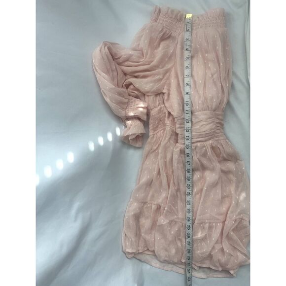 Uguest NWT Blush Pink Romantic Mini Dress sz L Barbiecore Prairie Brunch Ruffles - Picture 12 of 12